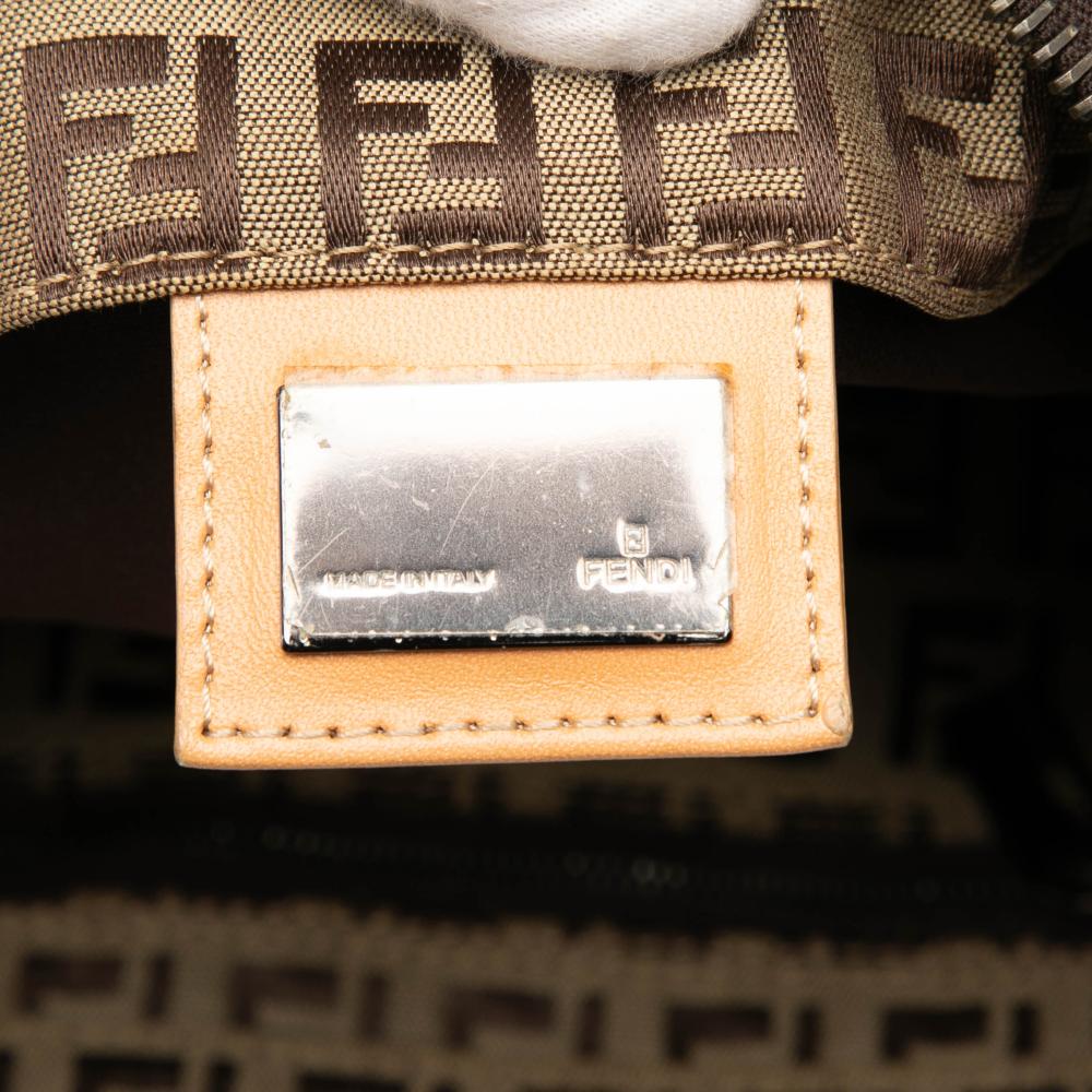 Fendi B Fendi Brown Light Brown Canvas Fabric Zucchino Tote Italy