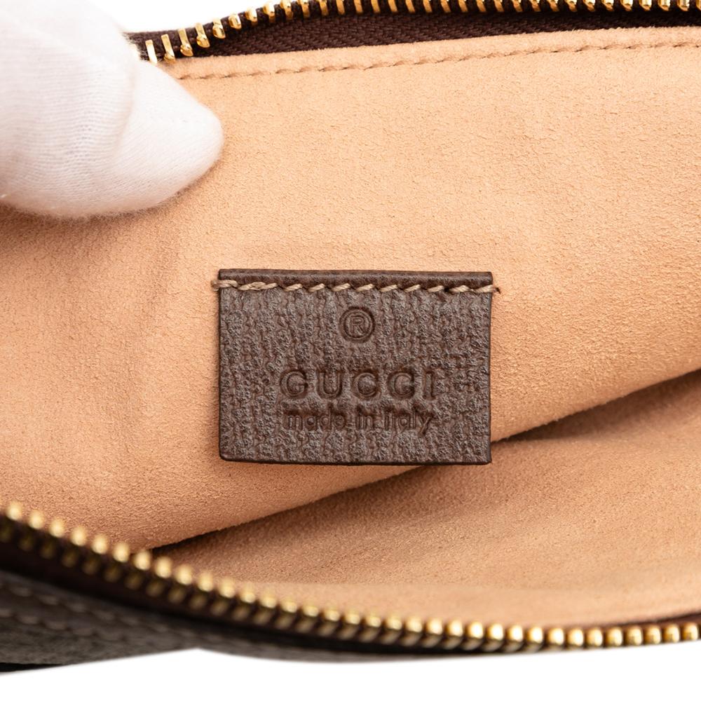 Gucci AB Gucci Brown Beige Coated Canvas Fabric GG Supreme Web Ophidia Clutch Italy