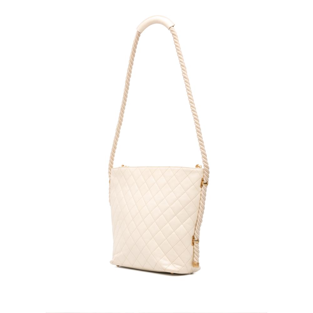 Chanel B Chanel White Ivory Calf Leather Crumpled skin En Vogue Rope Satchel Italy