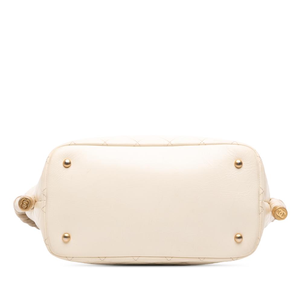 Chanel B Chanel White Ivory Calf Leather Crumpled skin En Vogue Rope Satchel Italy