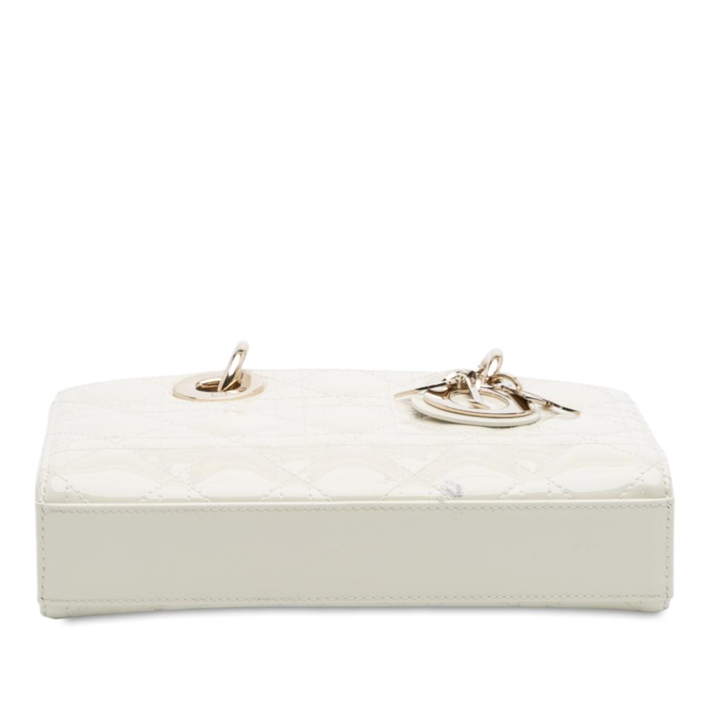 Christian Dior B Dior White Patent Leather Leather Small Patent Cannage Lady D Joy Italy