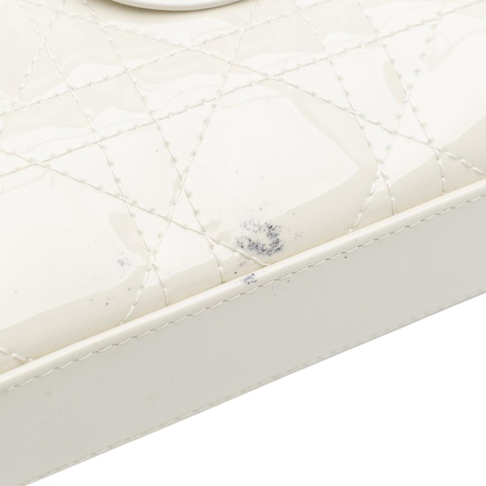 Christian Dior B Dior White Patent Leather Leather Small Patent Cannage Lady D Joy Italy
