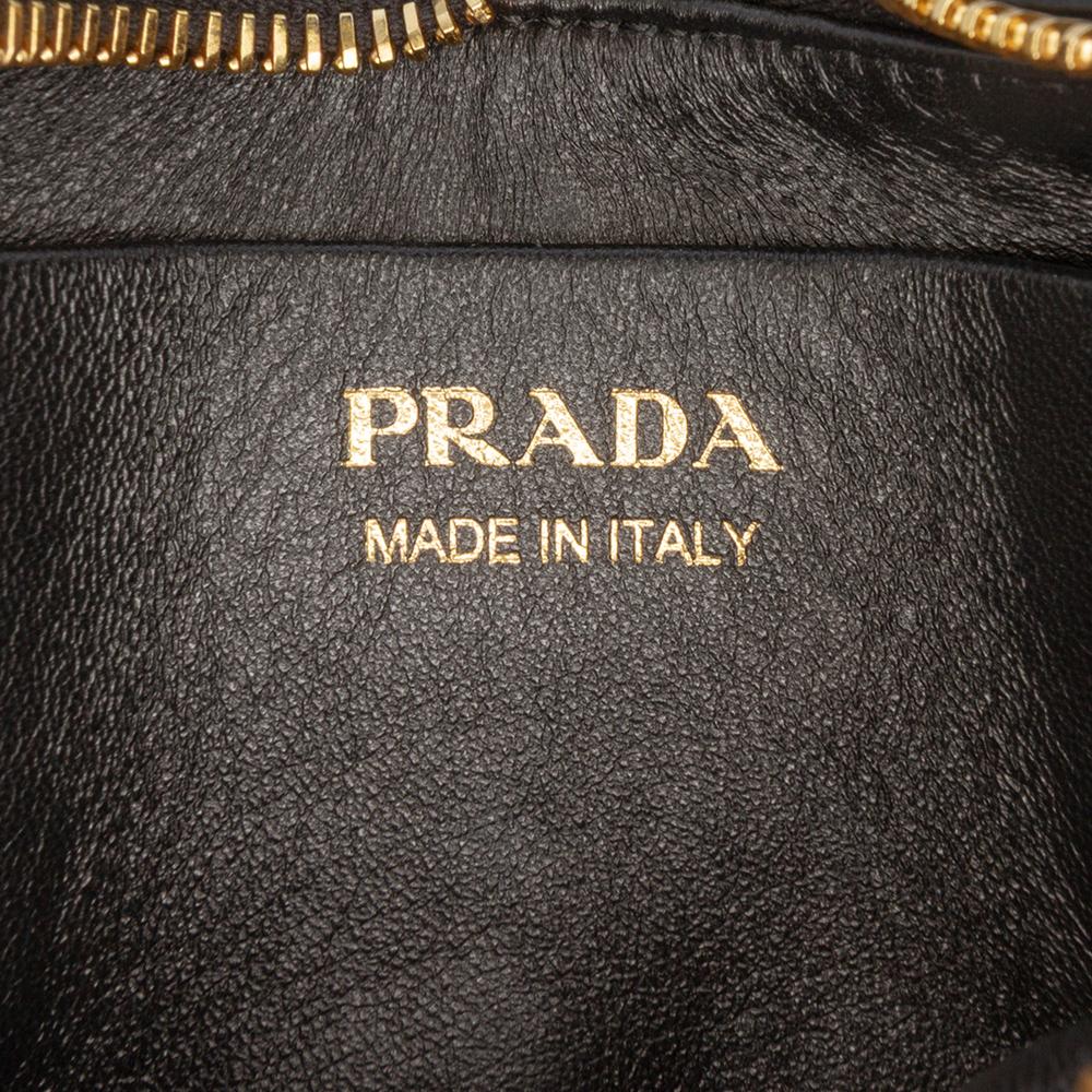 Prada B Prada Black Nylon Fabric Small Re and Leather Arque Satchel Italy