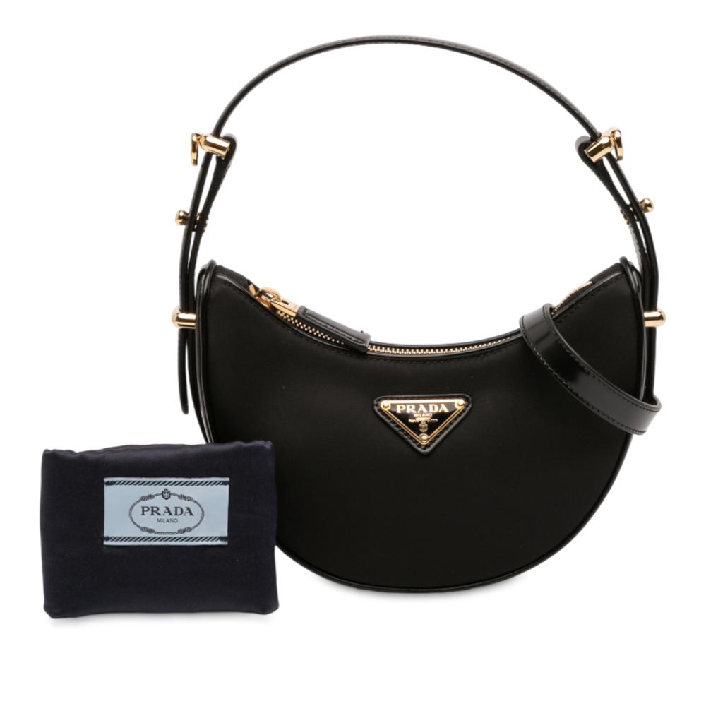 Prada B Prada Black Nylon Fabric Small Re and Leather Arque Satchel Italy
