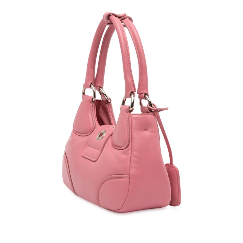 Prada B Prada Pink Nappa Leather Leather Nappa Soft Padded Re Edition 2002 Moon Satchel Italy
