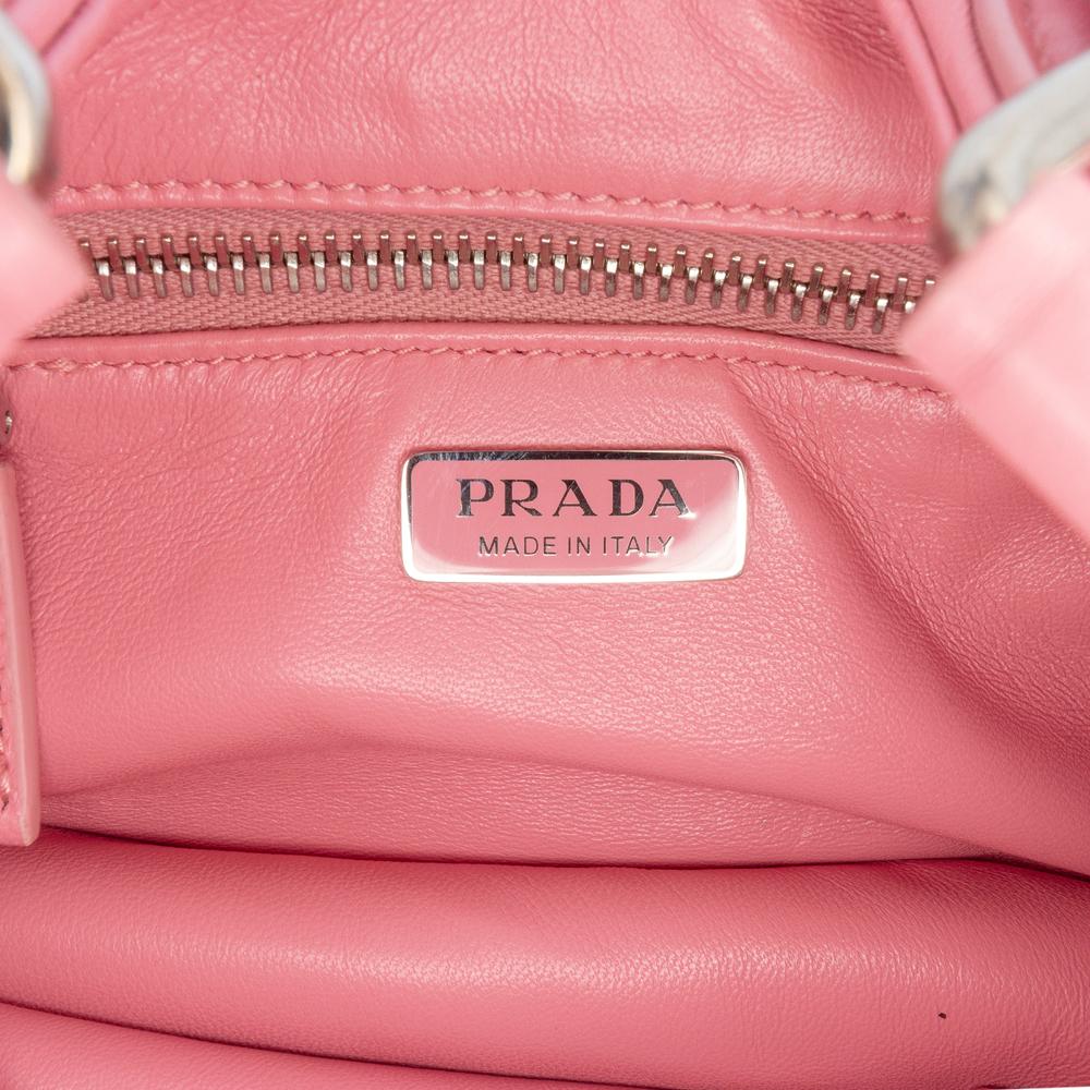 Prada B Prada Pink Nappa Leather Leather Nappa Soft Padded Re Edition 2002 Moon Satchel Italy