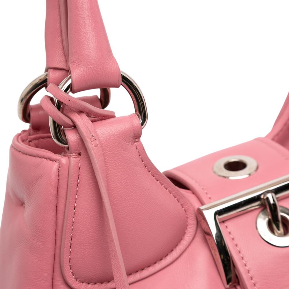 Prada B Prada Pink Nappa Leather Leather Nappa Soft Padded Re Edition 2002 Moon Satchel Italy