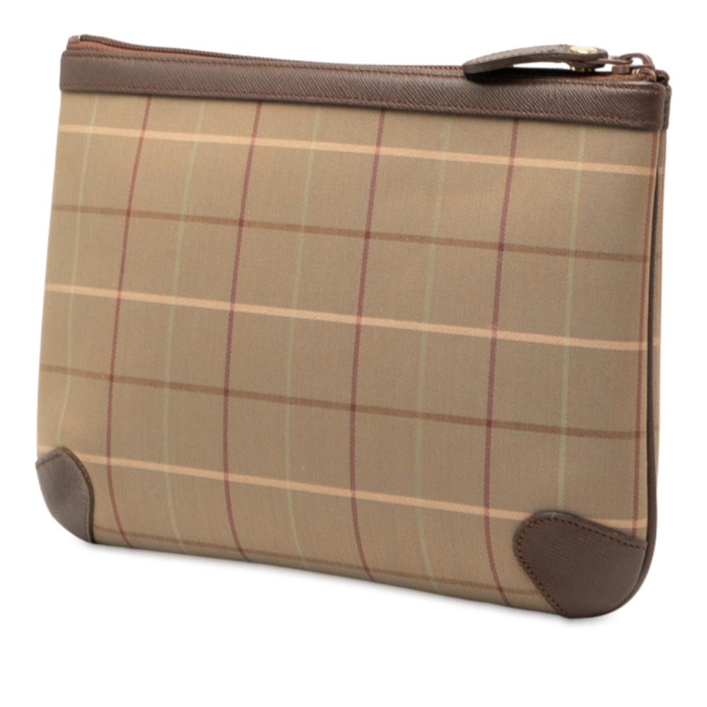 Burberry B Burberry Brown Light Brown Canvas Fabric Vintage Check Clutch United Kingdom