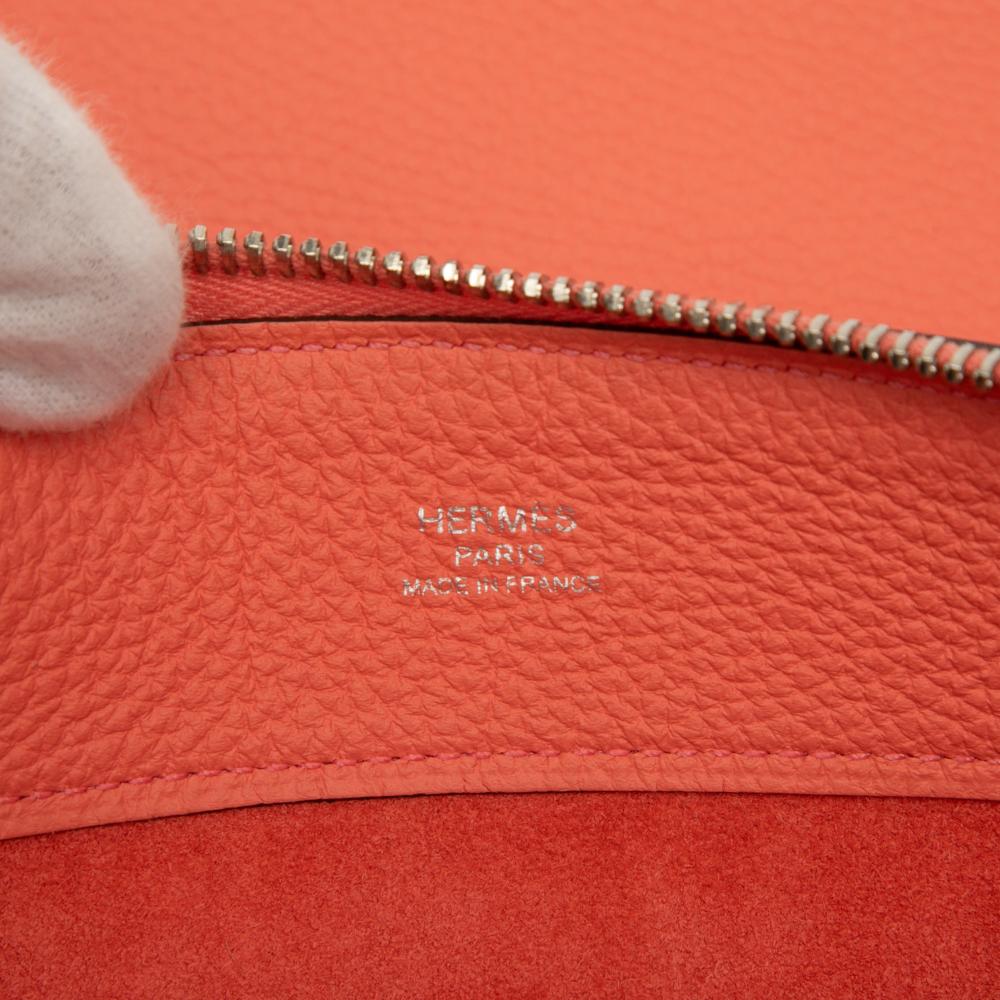 Hermès AB Hermès Orange Calf Leather Medium Togo Bazar Pouch France