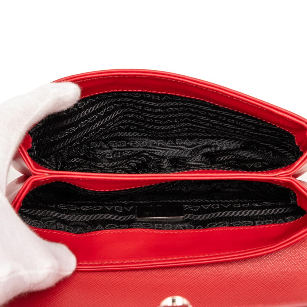 Prada AB Prada Red Saffiano Leather and City Calf Chain Crossbody Italy