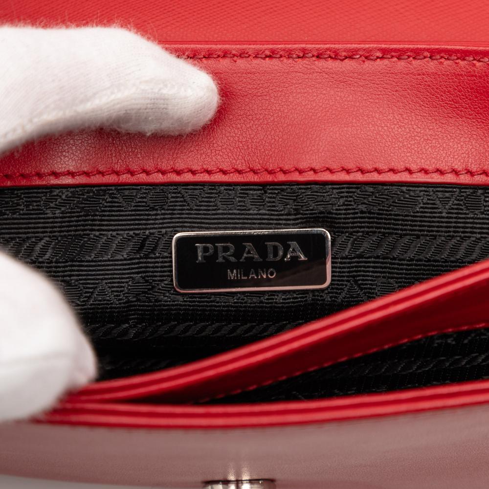 Prada AB Prada Red Saffiano Leather and City Calf Chain Crossbody Italy