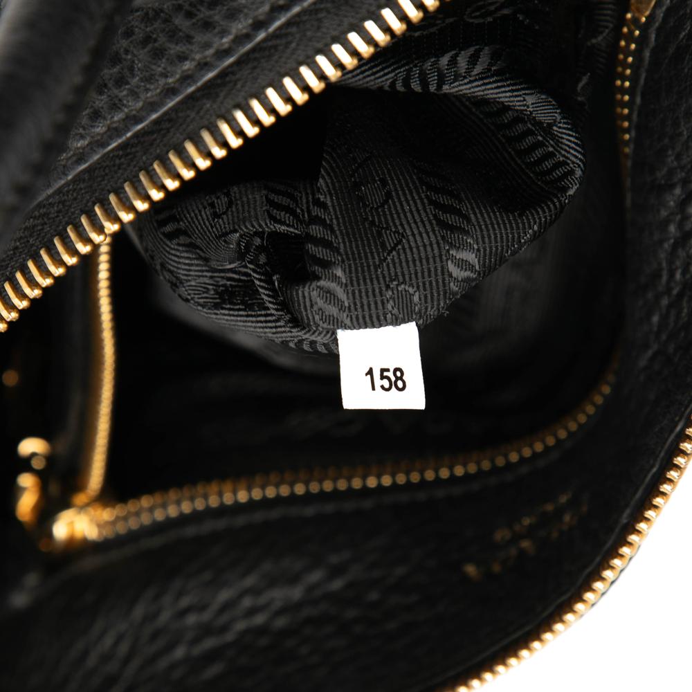 Prada B Prada Black Calf Leather Vitello Daino Zip Top Satchel Romania