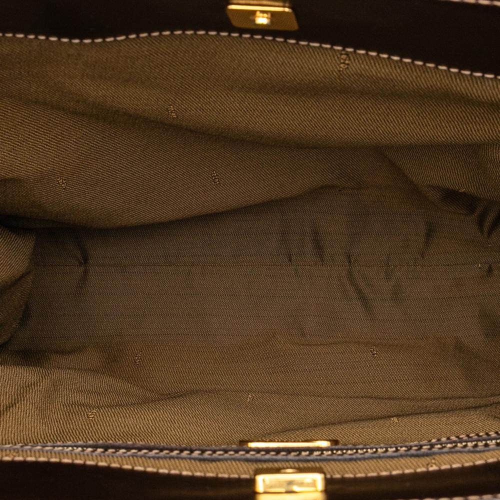Fendi B Fendi Brown Canvas Fabric Zucca Twins Tote Italy