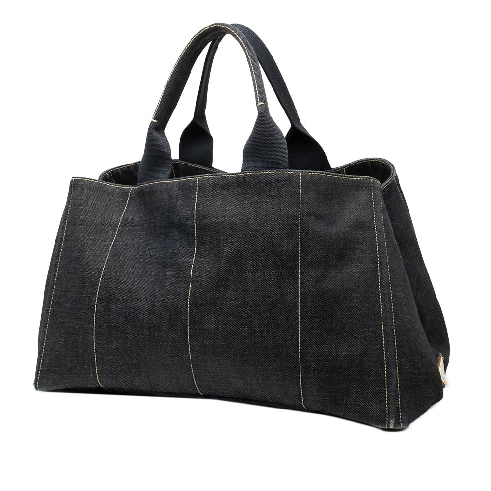 Prada B Prada Black Denim Fabric Large Canapa Logo Satchel Turkey