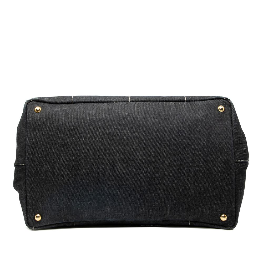 Prada B Prada Black Denim Fabric Large Canapa Logo Satchel Turkey