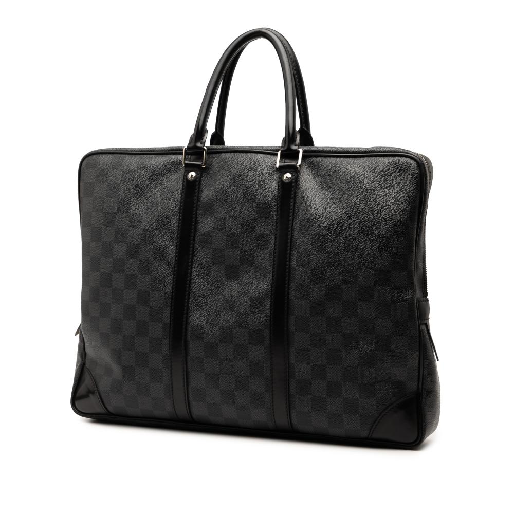 Louis Vuitton B Louis Vuitton Black Damier Canvas Fabric Damier Graphite Porte Documents Voyage PM France