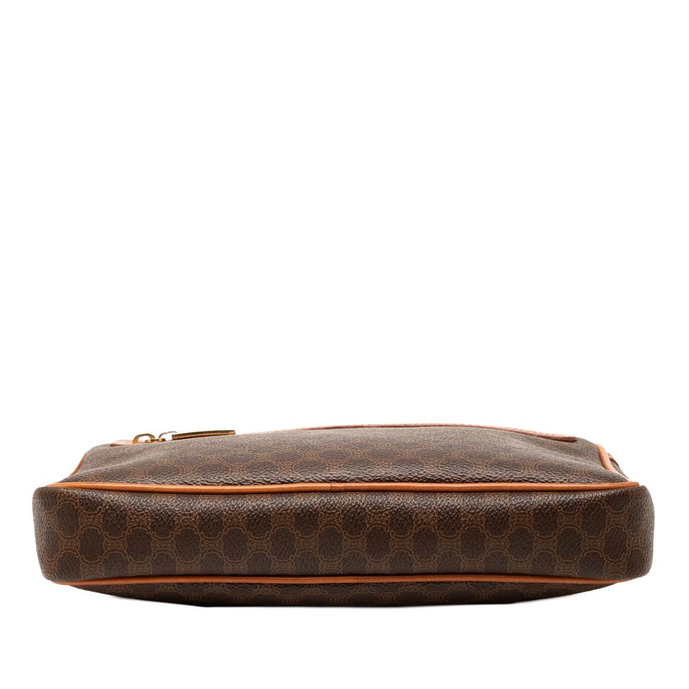 Celine B Celine Brown Coated Canvas Fabric Macadam Clutch Italy