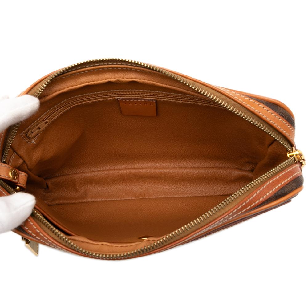 Celine B Celine Brown Coated Canvas Fabric Macadam Clutch Italy