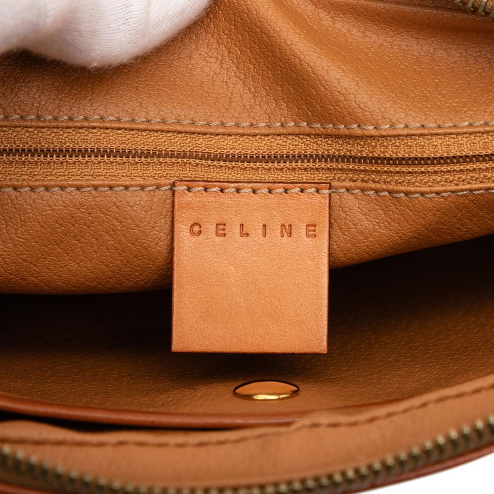 Celine B Celine Brown Coated Canvas Fabric Macadam Clutch Italy