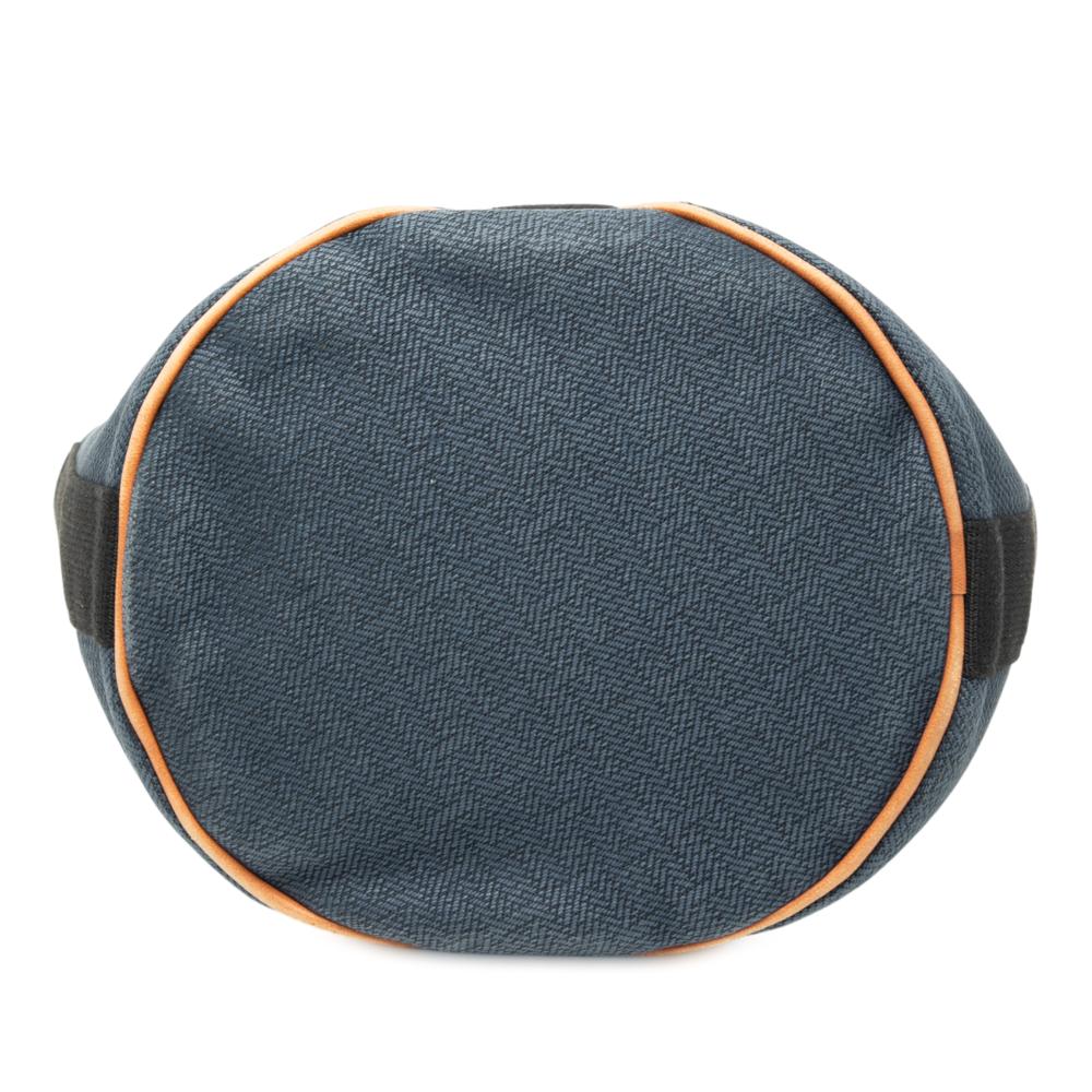 Hermès B Hermès Blue Dark Blue with Black Canvas Fabric Toile Saxo MM France