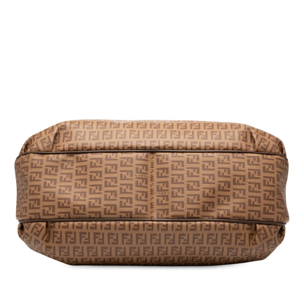Fendi B Fendi Brown Coated Canvas Fabric Zucchino Spalmati Chiusura Tote Italy