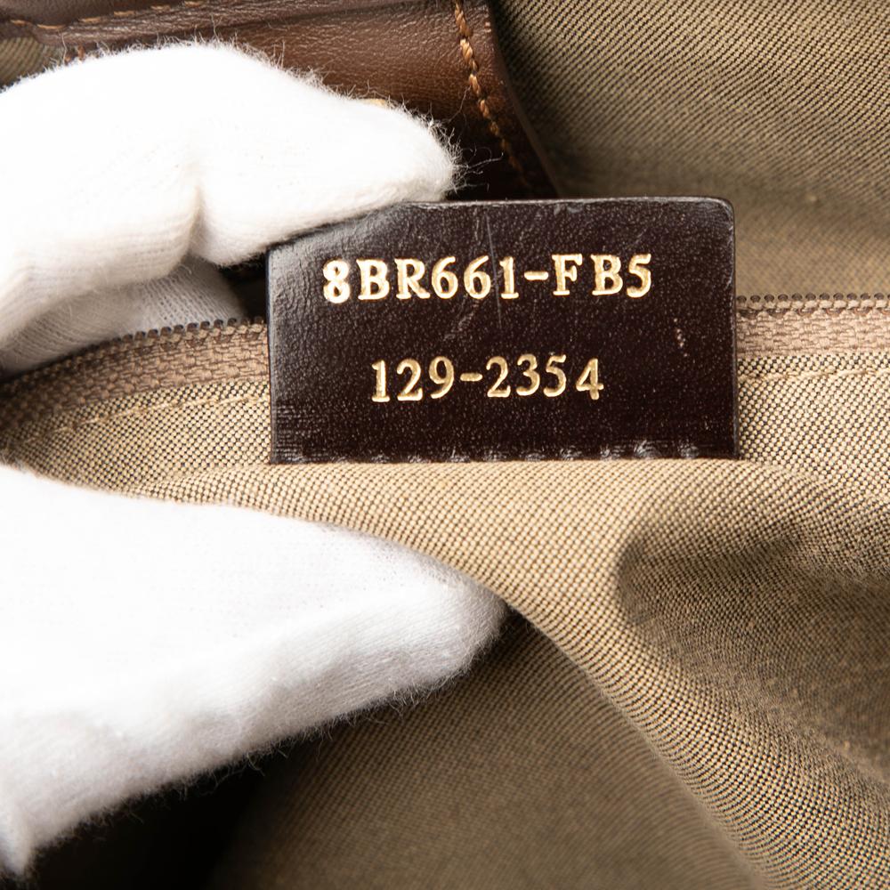 Fendi B Fendi Brown Coated Canvas Fabric Zucchino Spalmati Chiusura Tote Italy
