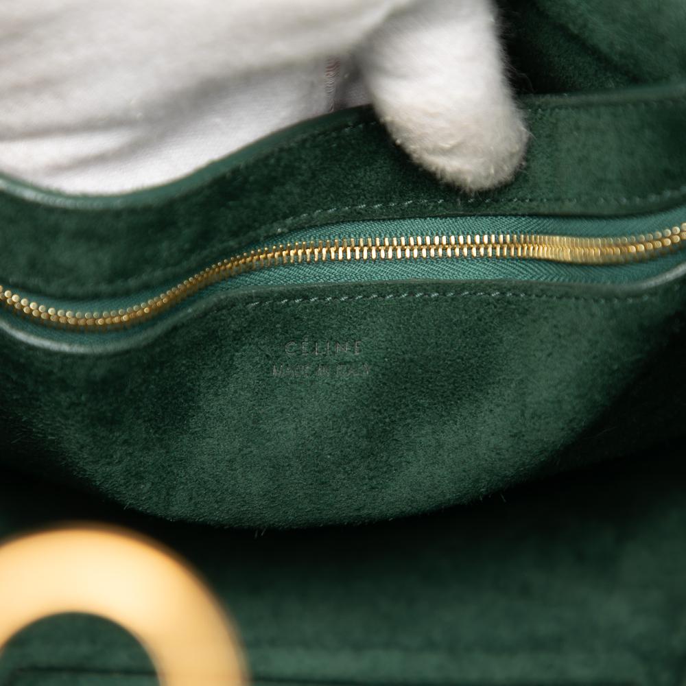 Celine B Celine Green Dark Green Calf Leather Medium Seau Sangle Bucket Italy