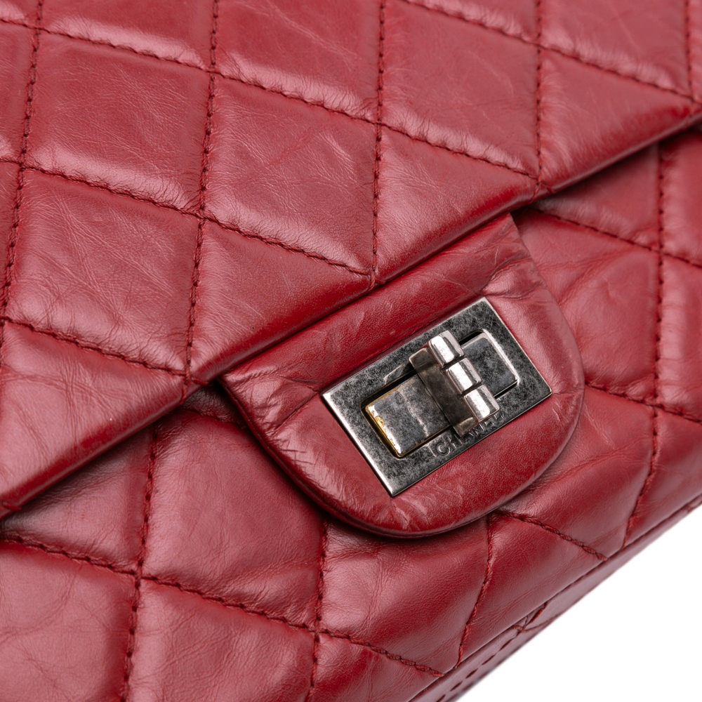 Chanel 2.55 Reissue Maxi Lambskin Leather Matelassè Flap Shoulder Bag Red