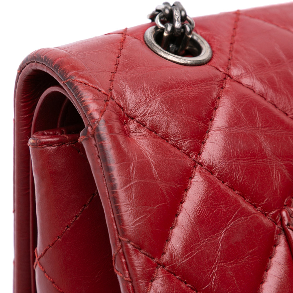 Chanel 2.55 Reissue Maxi Lambskin Leather Matelassè Flap Shoulder Bag Red