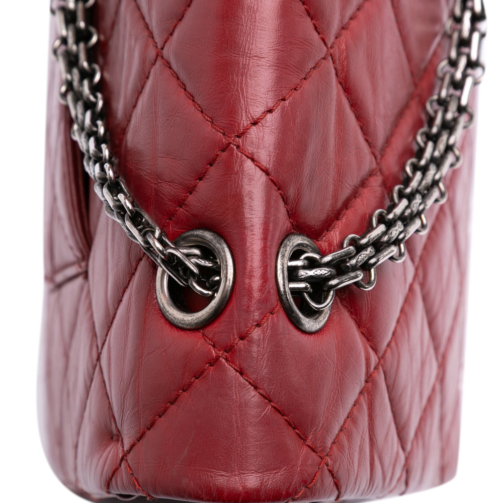 Chanel 2.55 Reissue Maxi Lambskin Leather Matelassè Flap Shoulder Bag Red