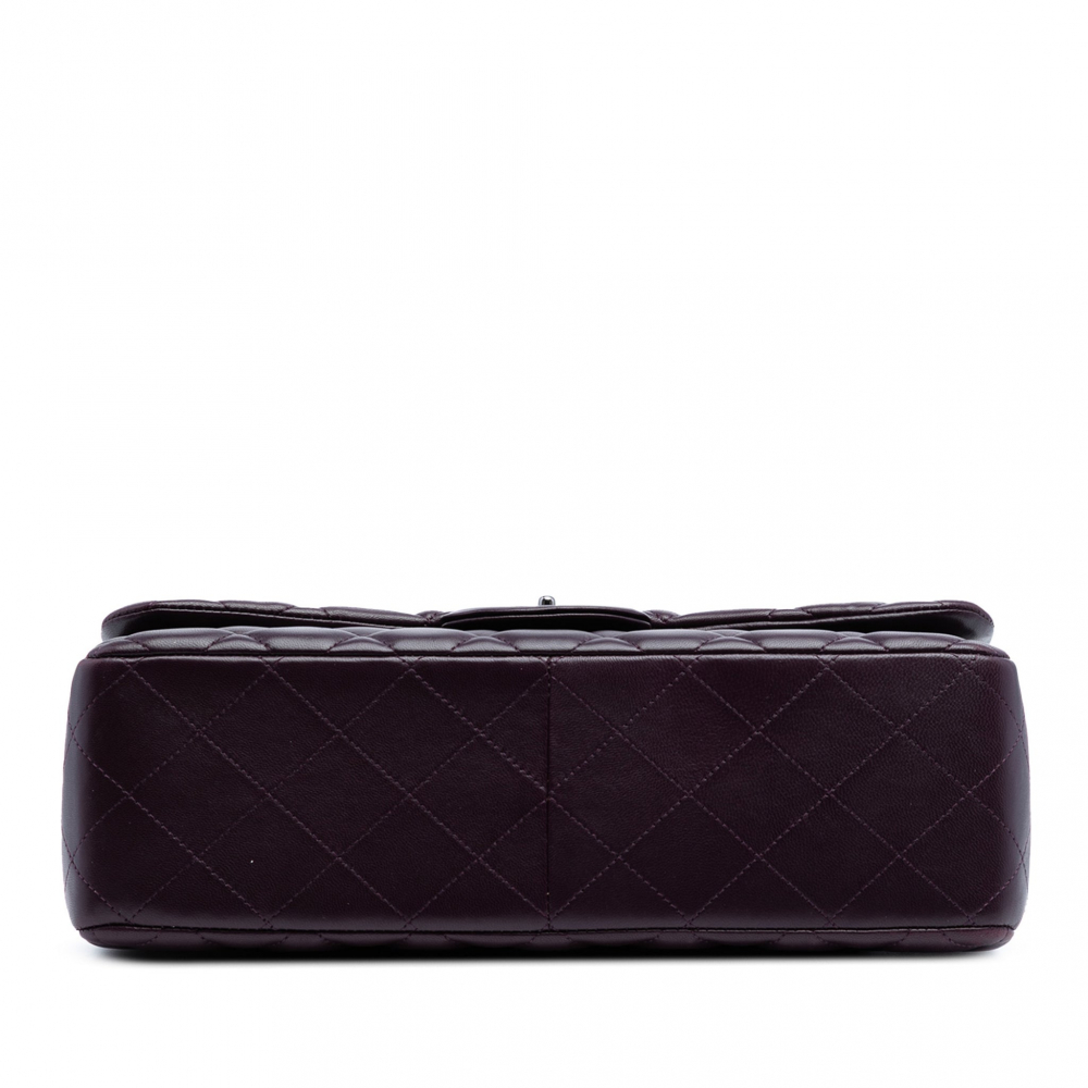 Chanel Classic Double Flap Jumbo Lambskin Leather Matelassè Handbag Purple