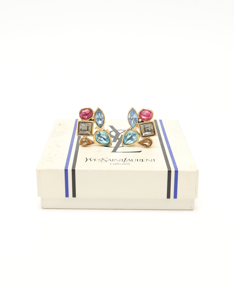 Saint Laurent Rhinestone Clip-on Earrings