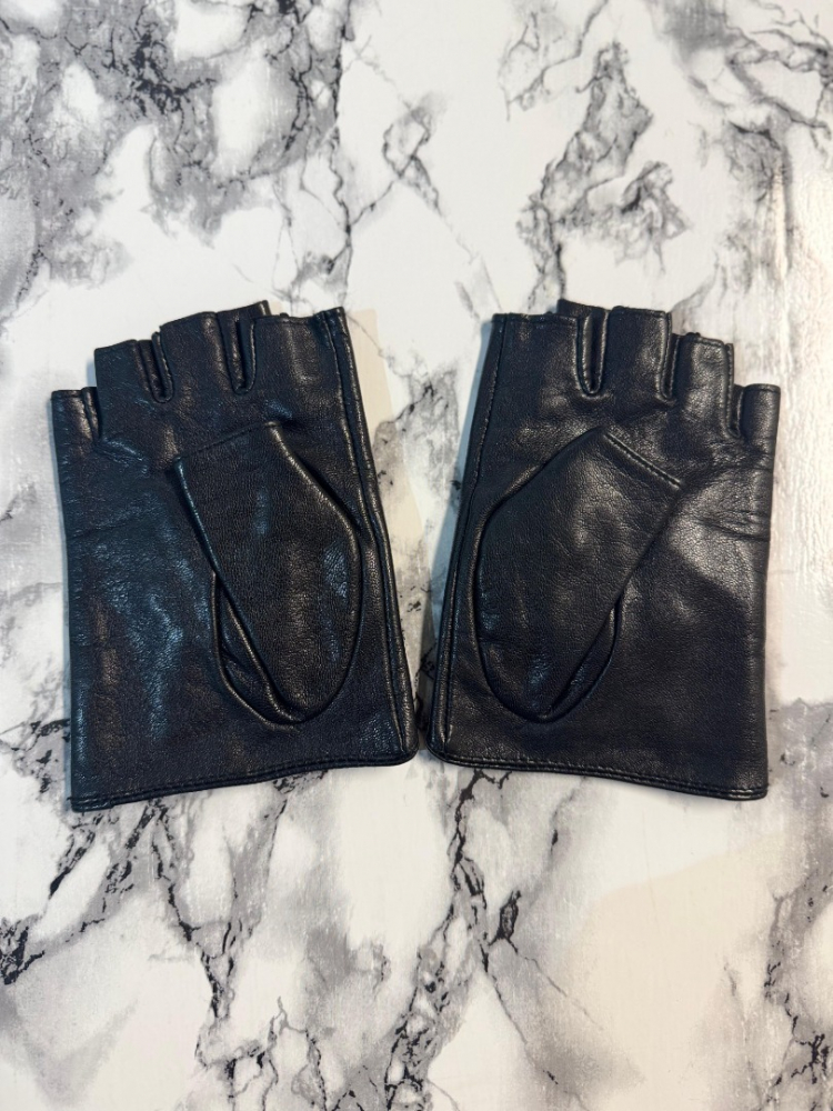 Karl Lagerfeld schwarze Lederhandschuhe mit Kristallen