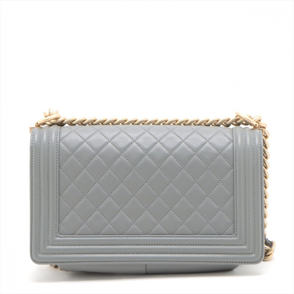 Chanel Boy Medium Quilted Lambskin Leather  Bag Grey