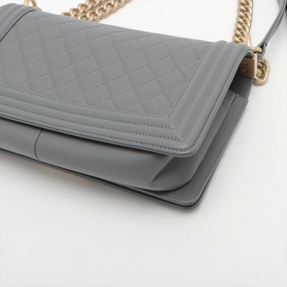 Chanel Boy Medium Quilted Lambskin Leather  Bag Grey