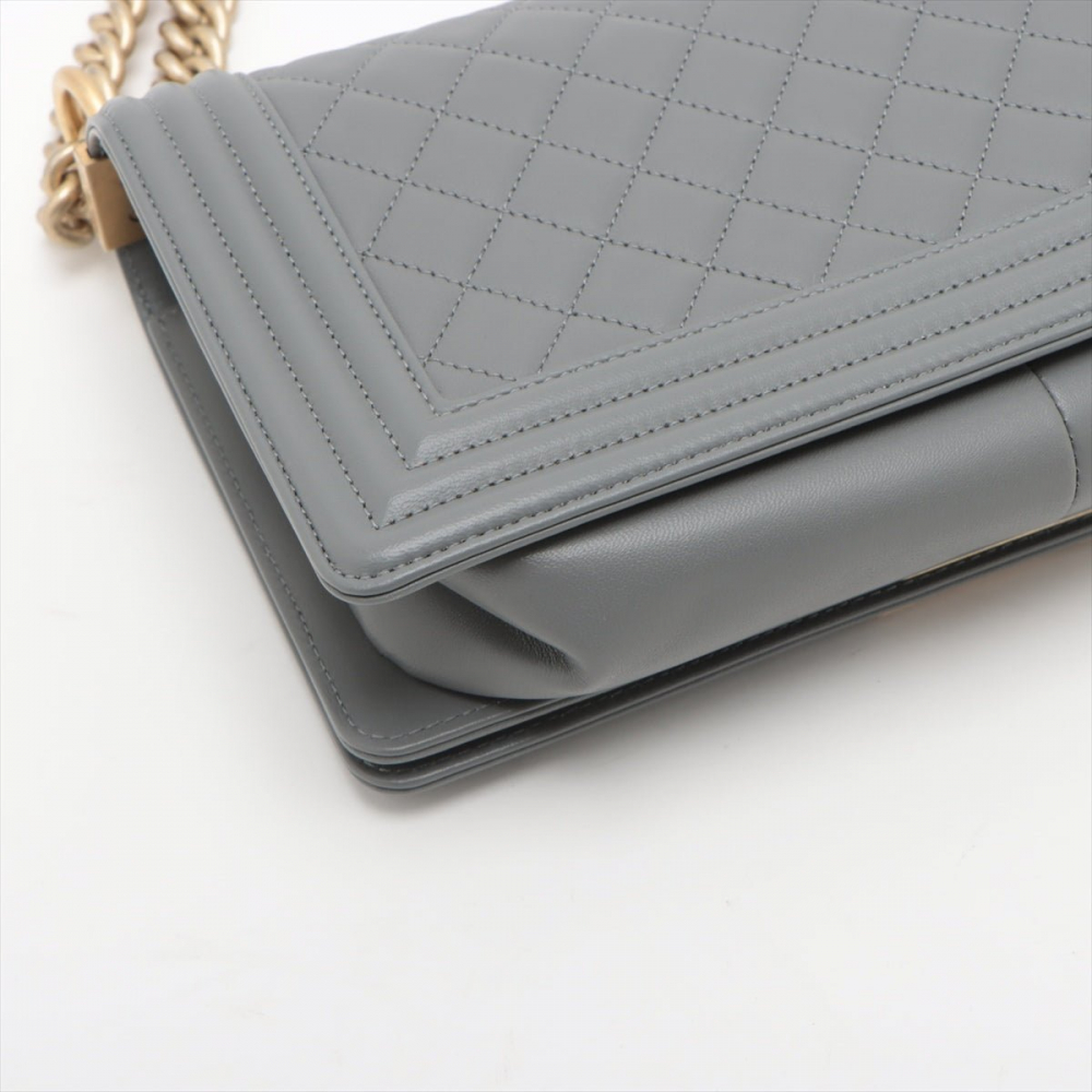 Chanel Boy Medium Quilted Lambskin Leather  Bag Grey