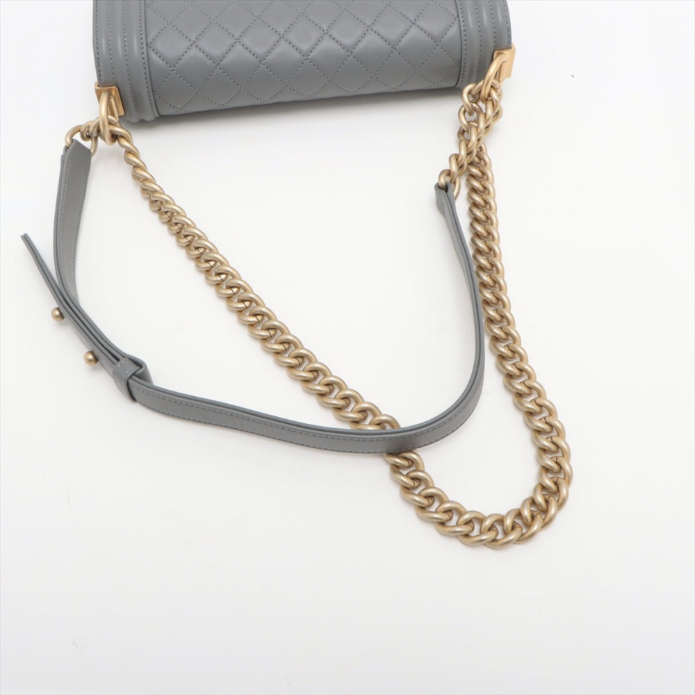 Chanel Boy Medium Quilted Lambskin Leather  Bag Grey