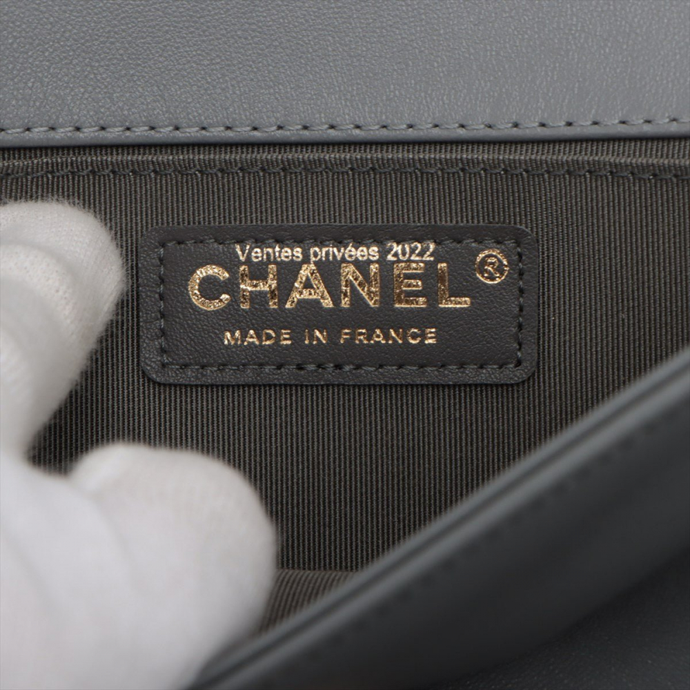 Chanel Boy Medium Quilted Lambskin Leather  Bag Grey