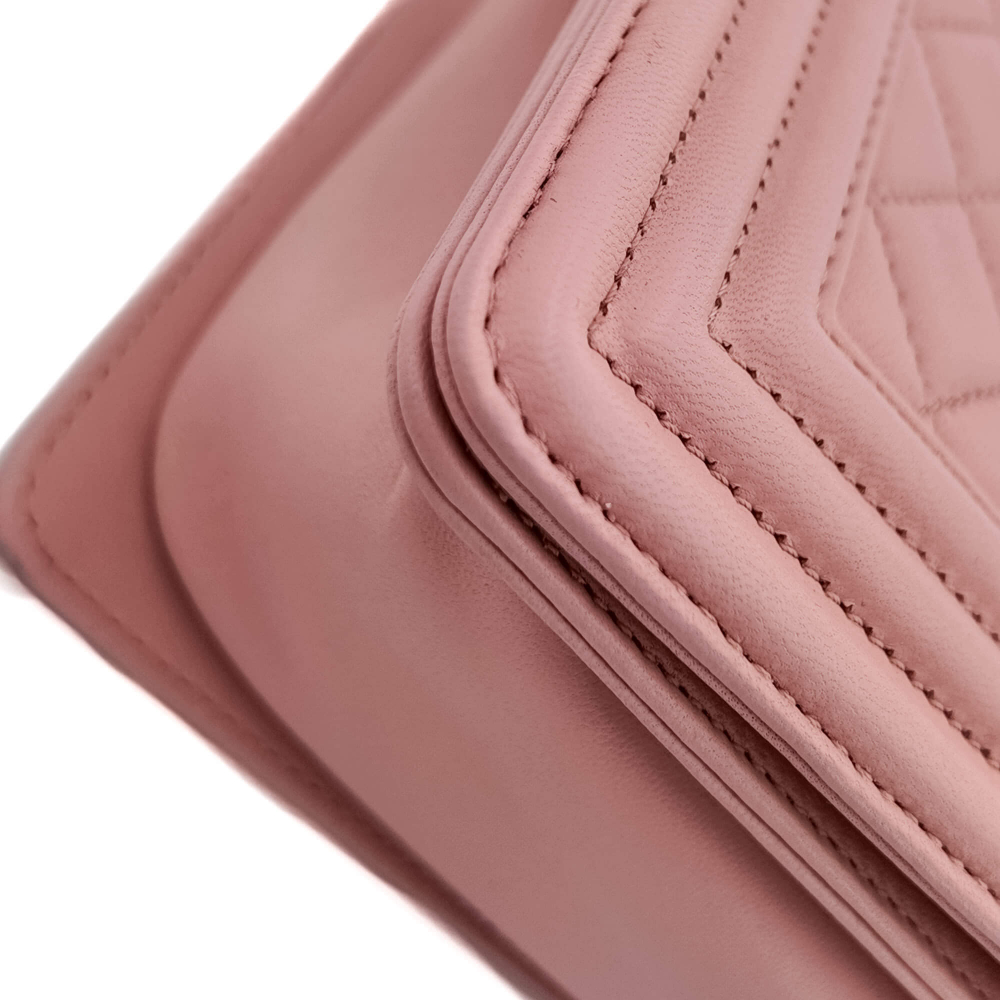 Chanel Boy Medium Quilted Lambskin Leather  Bag Pink