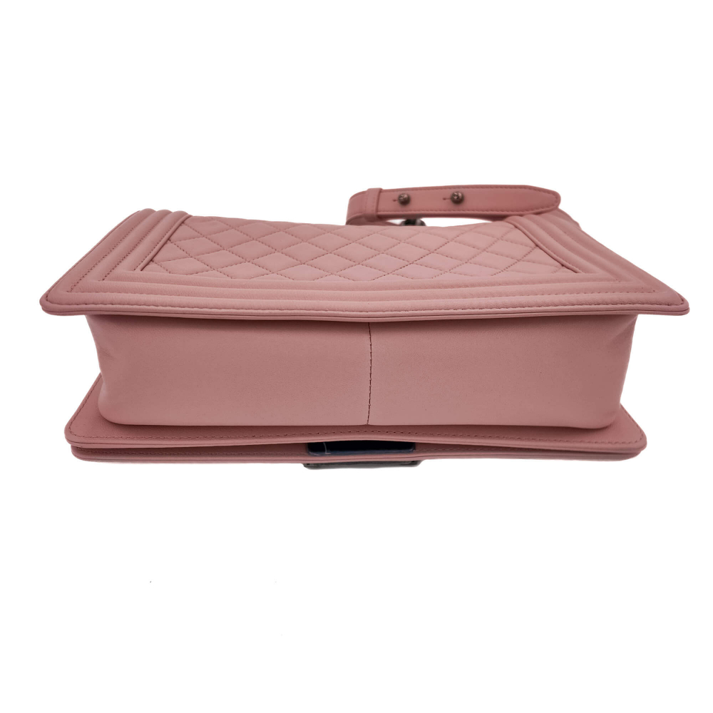 Chanel Boy Medium Quilted Lambskin Leather  Bag Pink