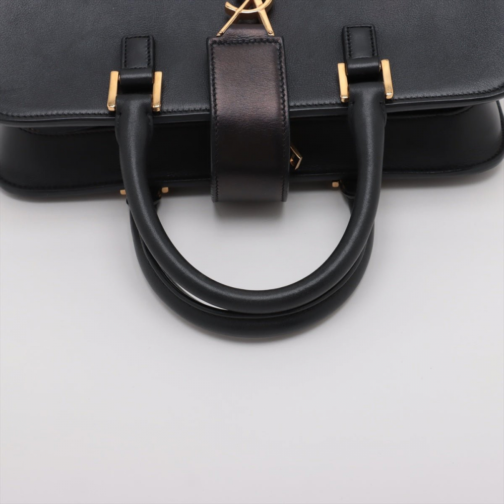 Saint Laurent Cabas Baby Leather 2-Ways Top-handle Handbag Black