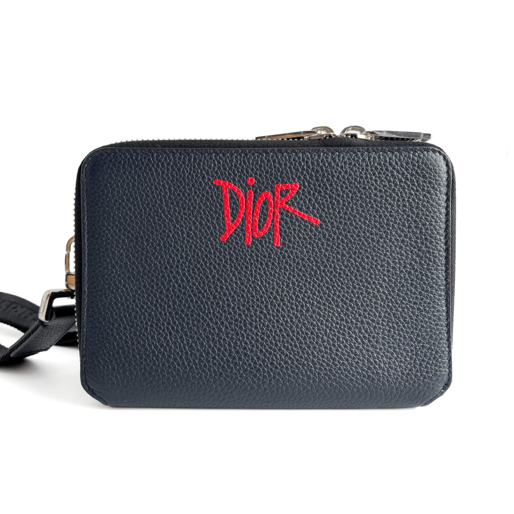 Christian Dior Dior x Shawn Stussy Leather 2-Ways Camera Crossbody Blue