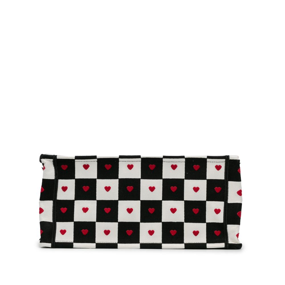 Christian Dior AB Dior White Canvas Fabric DiorAmour Medium D-Chess Book Tote Italy