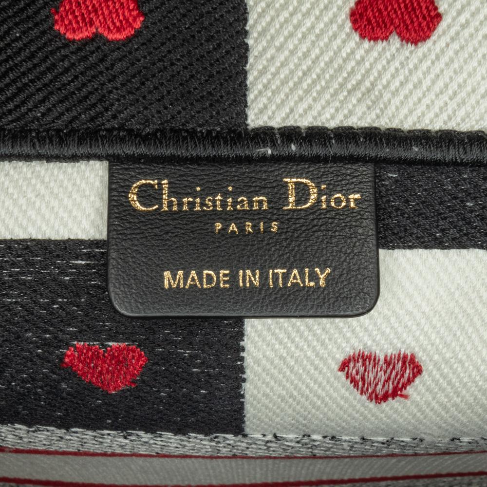 Christian Dior AB Dior White Canvas Fabric DiorAmour Medium D-Chess Book Tote Italy