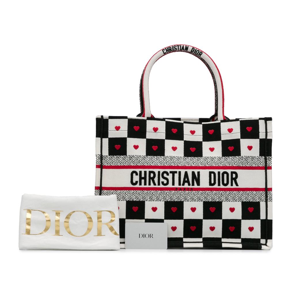 Christian Dior AB Dior White Canvas Fabric DiorAmour Medium D-Chess Book Tote Italy