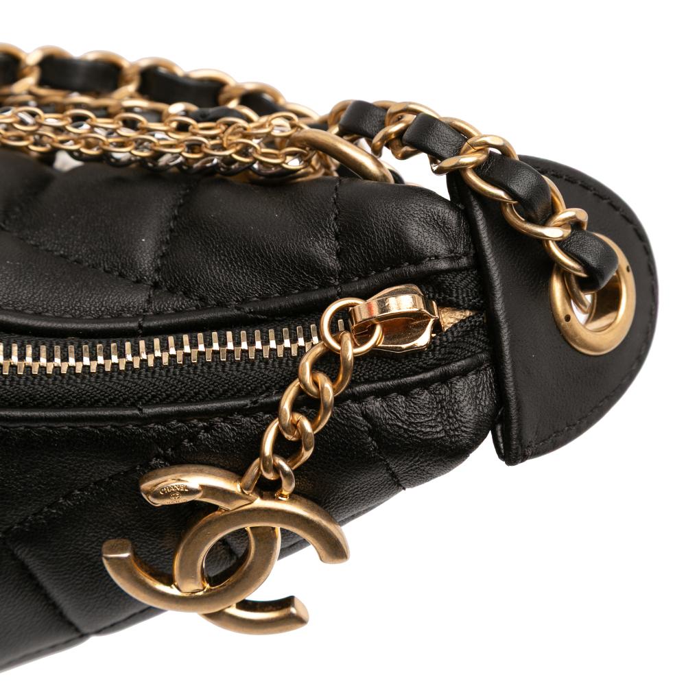 Chanel B Chanel Black Lambskin Leather Leather Quilted Lambskin All About Chains Hobo Italy