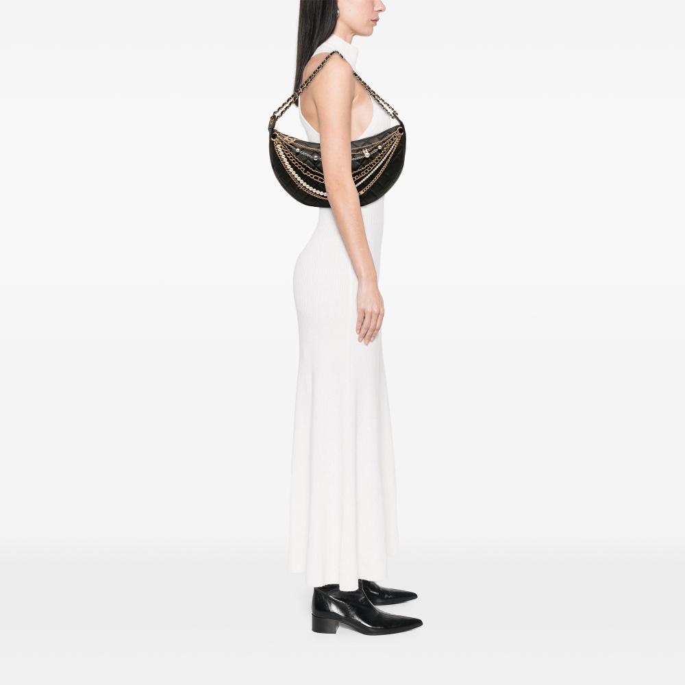 Chanel B Chanel Black Lambskin Leather Leather Quilted Lambskin All About Chains Hobo Italy