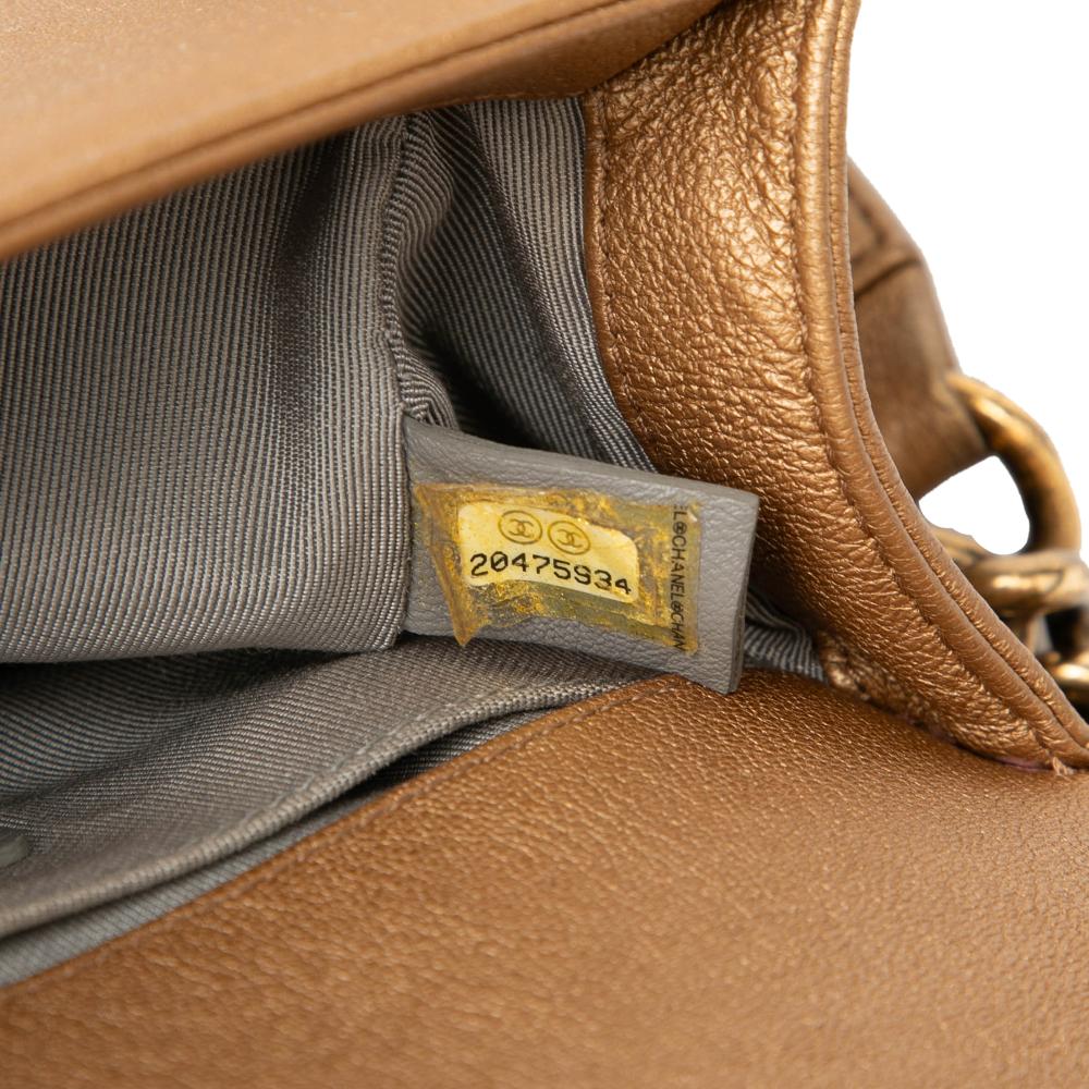 Chanel Brown Small Quilted Metallic Lambskin Interwoven CC Boy Flap Italy