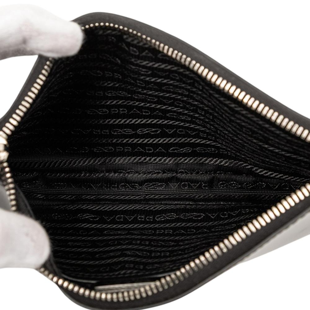 Prada B Prada Black Calf Leather Spazzolato Zip Top Crossbody Italy