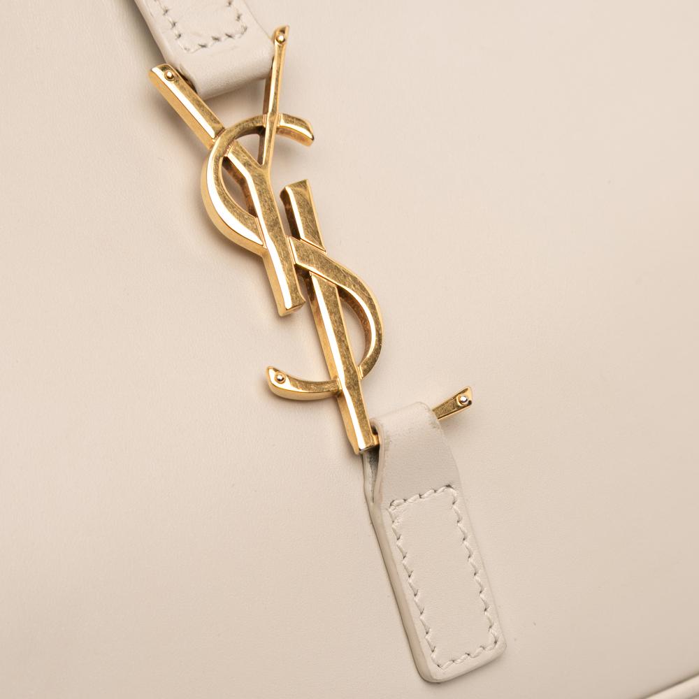 Saint Laurent AB Saint Laurent White Ivory Calf Leather Smooth Le 5 a 7 Hobo Italy